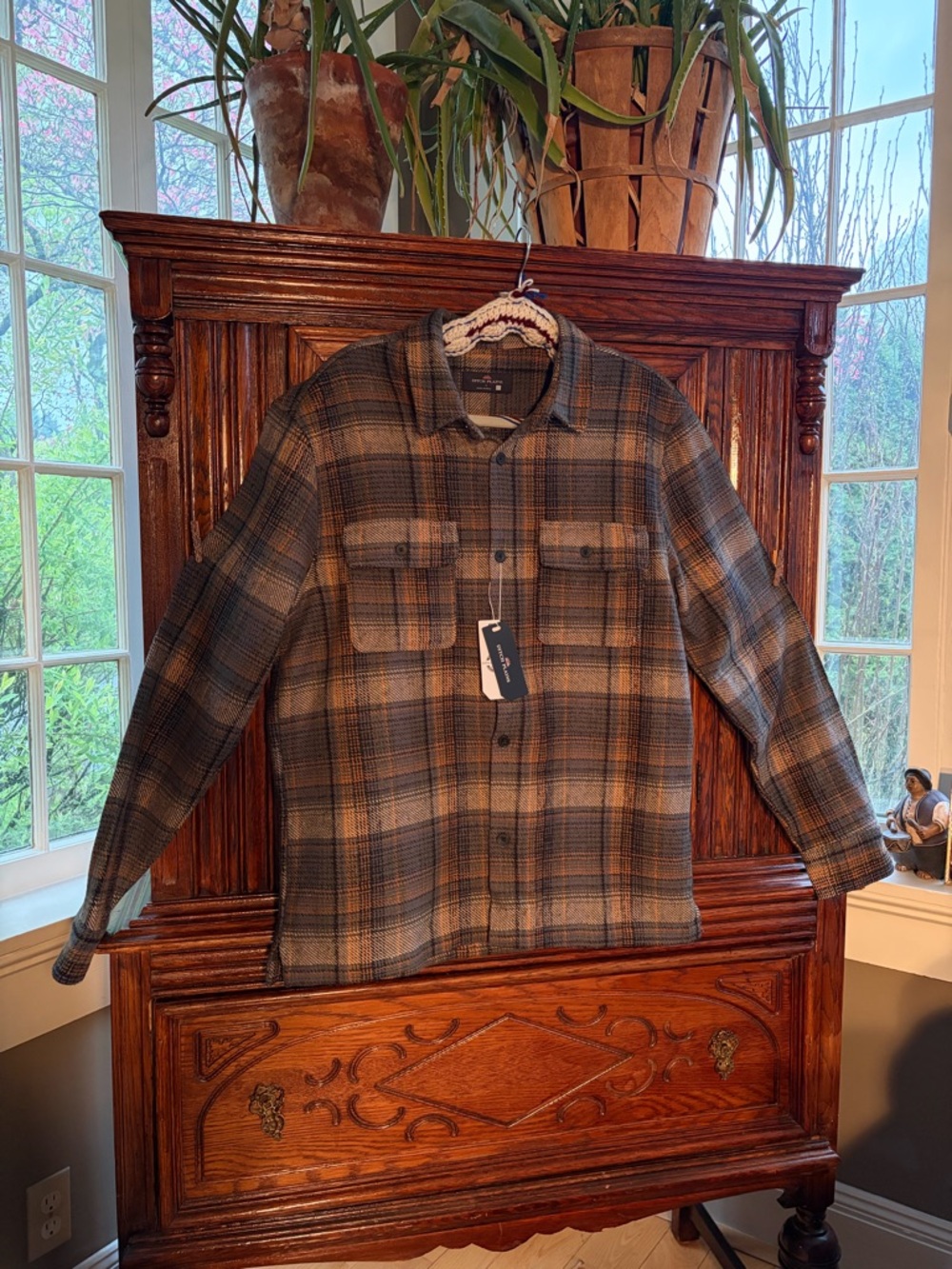 Lightweight Plaid Shirt Jacket - Brown & Gray
